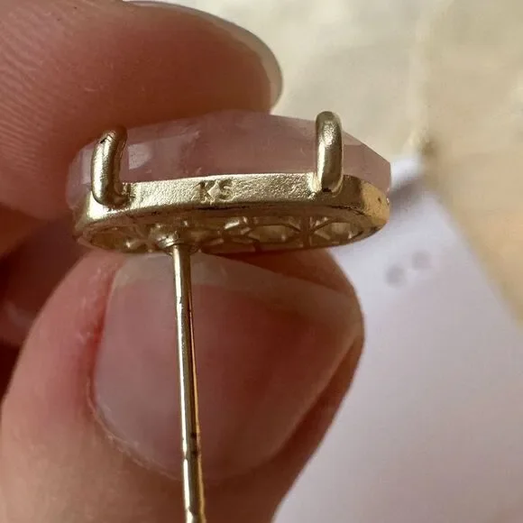 NWT Kendra Scott Emilie Gold Rose Quartz Stud Earrings - Picture 3 of 10